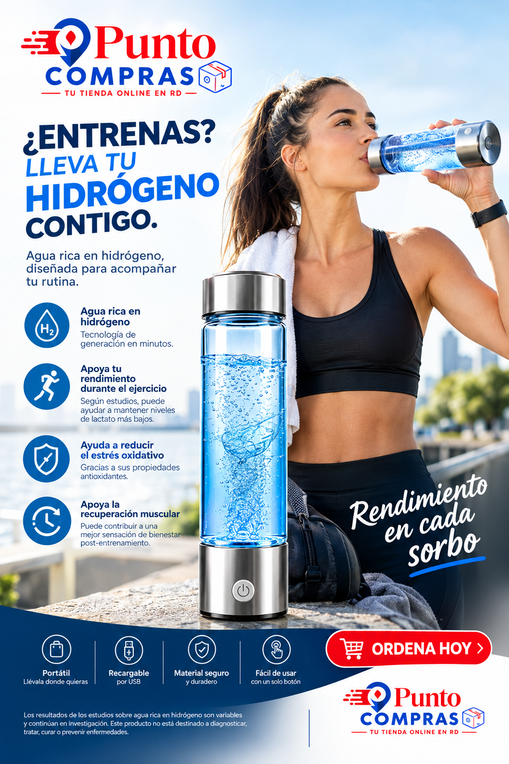 Botella Generadora de Agua Hidrogenada